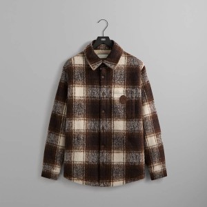 Brown / White Men Kith Plaid Sheridan Shirt Jackets | 4135-YCUBH