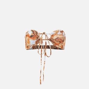 Brown / White Women Kith Gonza Bandeau Top Swim | 1420-JBLRA