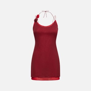 Burgundy Women Kith Oseree Rose Mini Dress | 0834-LCSXP