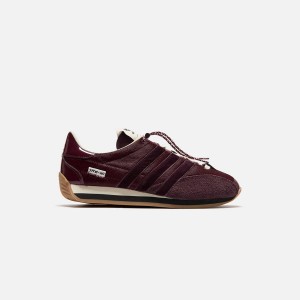 Burgundy / Black / Cream White Men Kith adidas x SFTM Country OG Sneakers | 3016-BNOHG