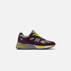 Burgundy / Silver Men Kith New Balance x Patta Made in UK 991v2 Sneakers | 1936-OADEZ
