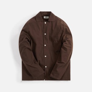Coffee Men Kith Tekla Poplin Long Sleeve Pajama Shirt Underwear | 9835-OJXHZ