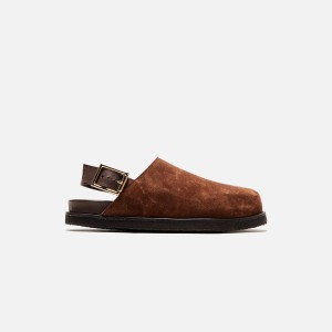 Dark Brown Men Kith VINNY's Strapped Mule Suede Sandals | 1536-MLSVY