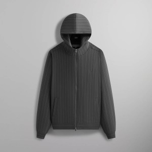 Dark Grey Men Kith Double Weave Selfridge Zip Up Hoodie Sweatshirts | 1643-RHJGF