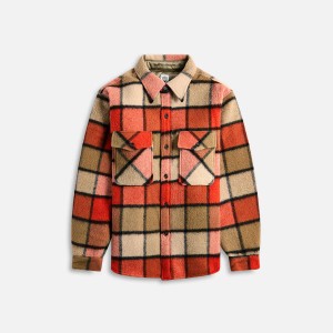 Dark Red Men Kith South2 West8 Western Wool Brushed Plaid Twill Shirts | 3605-HOJWZ