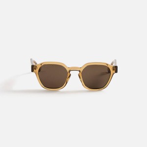 Dark Yellow / Brown Men Kith Gucci Square Frames Sunglasses | 2189-DWFTM