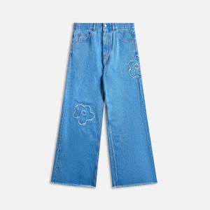 Deep Blue Men Kith Marni Floral Appliques Jeans | 0342-FRNOP