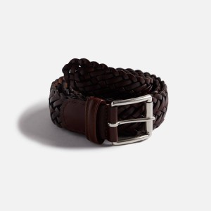 Deep Brown Men Kith Anderson's Woven Leather Belts | 5376-PFTNW