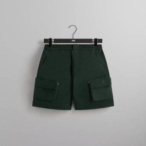 Deep Green Men Kith Wrinkle Nylon Evan Cargo Shorts | 6409-RLWOS