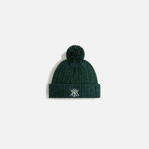 Deep Green Women Kith Pom Pom Beanie Headwear | 4973-ULIFA
