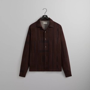 Deep Red Men Kith Geometric Knit Cohen Shirts | 9751-NXJGF