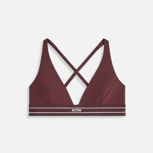 Deep Red Women Kith Cay Plunge Active Bra Underwear | 3201-NYWOR
