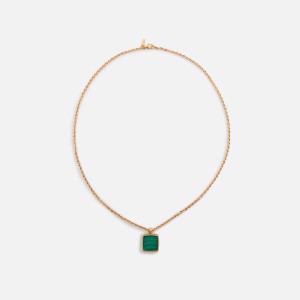 Gold Men Kith Emanuele Bicocchi Gold Square Malachite Amulet Necklace Jewelry | 5971-WILGB