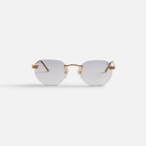 Gold Men Kith Vintage Frames Detroit Player Drill Mount 24Kt Gold Sunglasses | 7513-CLYEO