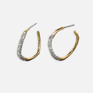 Gold Women Kith Alexis Bittar Crystal Pave Hoop Earrings Jewelry | 6035-MXSAJ