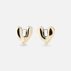 Gold Women Kith Annika Inez Large Heart Hoops Jewelry | 1264-ISPBU