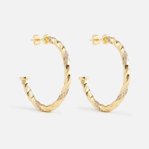 Gold Women Kith Crystal Haze Rope Chain Hoops Jewelry | 1245-JDFNU