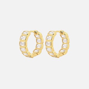 Gold Women Kith Luv AJ The Bianca Bezel Hoops Jewelry | 8529-GIFLY
