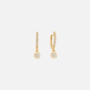 Gold Women Kith SHASHI Bezel Pave Huggie Jewelry | 5396-OCKRV