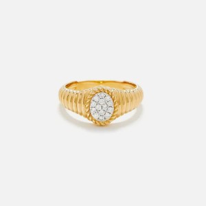 Gold Women Kith Yvonne Leon Baby Chevaliere Ovale Berlingot Diamants Jaune Jewelry | 0941-WYCTP