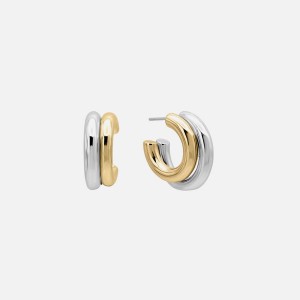 Gold / Silver Women Kith SHASHI Two Toned Double Hoop Jewelry | 1804-MATDC