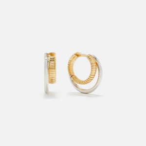 Gold / Silver Women Kith Yvonne Leon Two Tone Mini Hoop Earrings Jewelry | 0952-XAIJQ