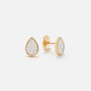 Gold / White Women Kith Yvonne Leon Baby Puces Poire Diamond Earrings Jewelry | 3980-HGXLA