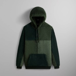 Green Men Kith Color-Blocked Plush Hoodie | 4218-YLQGX