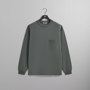Green Men Kith Long Sleeve Leonard Pocket T-Shirt | 9084-PNLOR