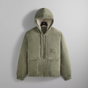 Green Men Kith Puffed Suede Jaysen Hoodie Sweatshirts | 9357-YABZS