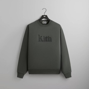 Green Men Kith Serif Nelson Crewneck Sweatshirts | 1632-BHKQV