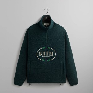 Green Men Kith Tweed Eric Quarter Zip Pullover Sweatshirts | 3928-TUYMB