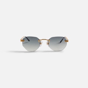 Green Men Kith Vintage Frames Detroit Player Drill Mount 24Kt Gold Sunglasses | 6294-WAMFI