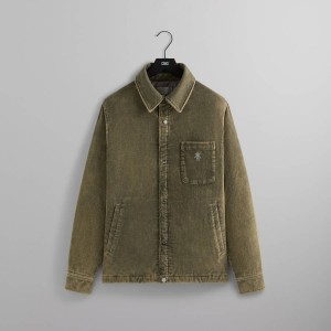 Green Men Kith Washed Corduroy Brixton Puffed Shirt Jackets | 1052-GNXVF