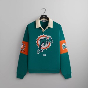 Green Men Kith and '47 for the NFL: Dolphins Nelson Collared Pullover Shirts | 4103-IACBV