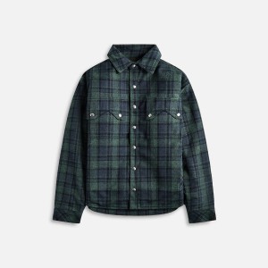 Green / Navy Men Kith Rhude Flannel Sherpa Overshirt Shirts | 8062-AFESC