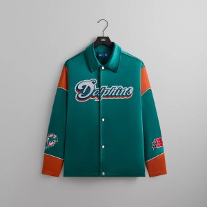 Green / Orange Men Kith and '47 for the NFL: Dolphins Kieran Coaches Jackets | 4153-PSVHJ