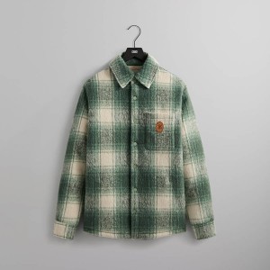 Green / White Men Kith Plaid Sheridan Shirt Jackets | 5401-TSMWB