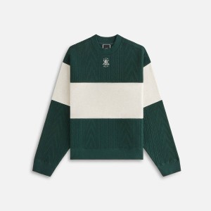 Green / White Women Kith Ashwin Cable Panelled Crewneck Sweatshirts | 6927-YNMEA