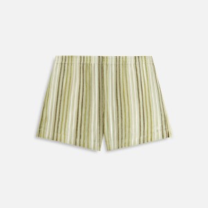 Green / White Women Kith Erika II Chenille Stripe Shorts | 4839-GIWTJ