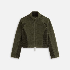 Grey Green Women Kith Daelyn Sherpa Track Zip Jackets | 0375-LVCIU