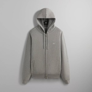 Grey Men Kith Double Face Williams V Full Zip Hoodie | 3124-UDVNM
