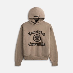 Grey Men Kith Essentials Heavy Fleece Vintage Shrunken Hoodie Sweatshirts | 1658-PCSNF
