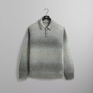 Grey Men Kith Gradient Harmon Rugby Pullover Sweater Sweatshirts | 3806-FAODR