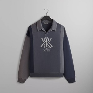 Grey Men Kith Nelson Collared Pullover Sweatshirts | 1642-ZJMNU
