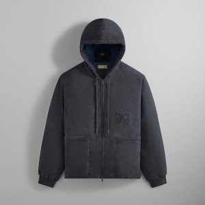 Grey Men Kith Puffed Suede Jaysen Hoodie | 4703-DJKMZ