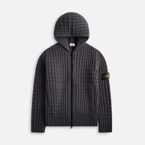 Grey Men Kith Stone Island Zip Knit Hoodie Sweatshirts | 3120-NUTEO