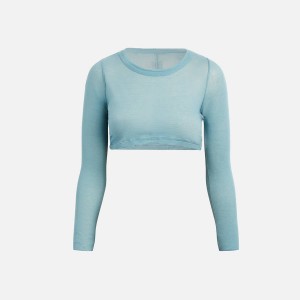 Light Blue Women Kith Rick Owens Long Sleeve Crop Top T-Shirt | 6945-XVNQS