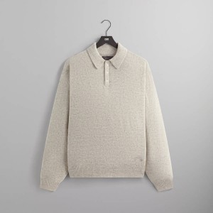 Light Grey Men Kith Boucle Harmon Rugby Pullover Sweater Shirts | 2948-CGXFA