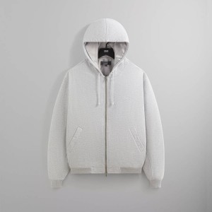 Light Grey Men Kith Fleece Avery Hooded Bomber Jackets | 1792-ZHOLW